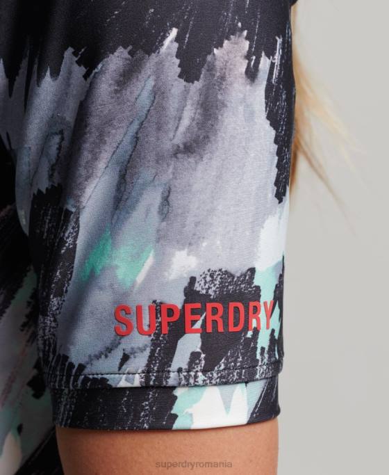 Superdry rulați crop top strâns 3/4 îmbrăcăminte gri inchis femei JX0Z6318