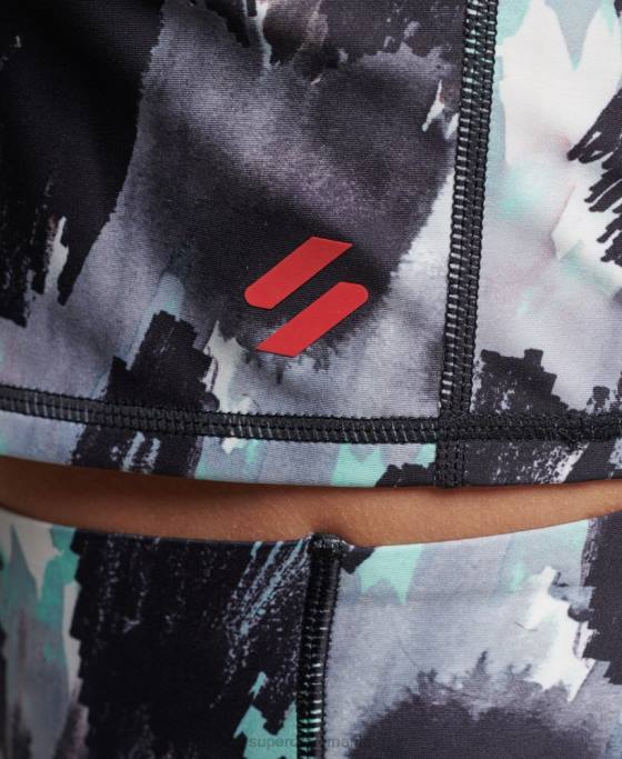 Superdry rulați crop top strâns 3/4 îmbrăcăminte gri inchis femei JX0Z6318