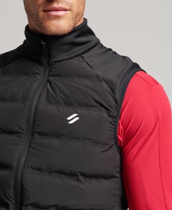 Superdry rulați gilet căptușit hibrid îmbrăcăminte negru bărbați JX0Z1133
