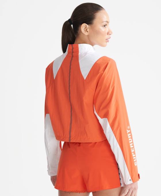 Superdry rulați haină tăiată rezistentă la intemperii îmbrăcăminte portocale femei JX0Z5594