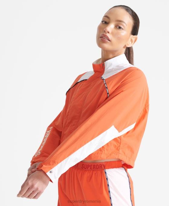 Superdry rulați haină tăiată rezistentă la intemperii îmbrăcăminte portocale femei JX0Z5594