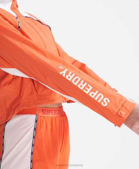 Superdry rulați haină tăiată rezistentă la intemperii îmbrăcăminte portocale femei JX0Z5594