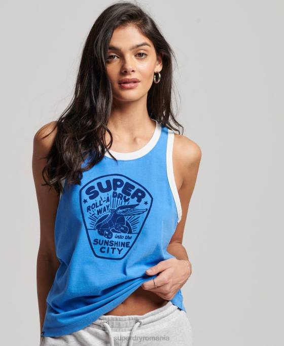 Superdry rulou vintage cu ea vestă îmbrăcăminte albastru femei JX0Z2174