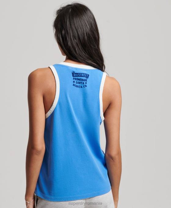 Superdry rulou vintage cu ea vestă îmbrăcăminte albastru femei JX0Z2174