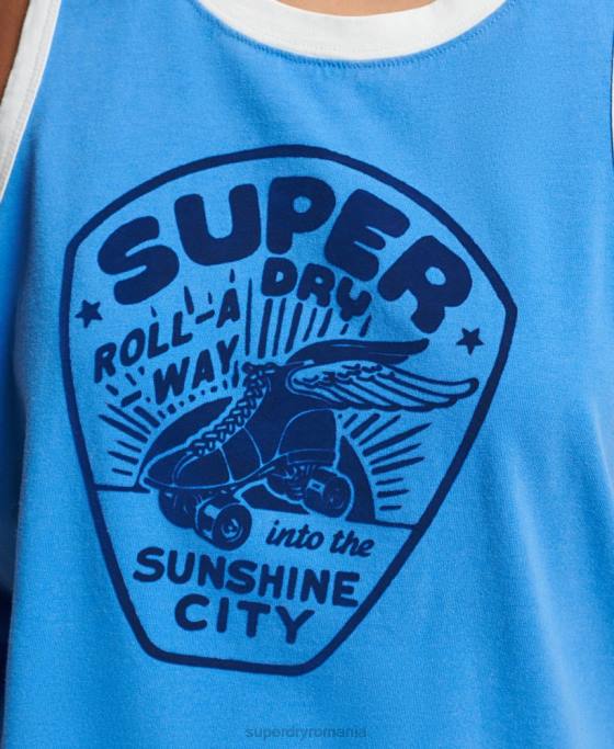 Superdry rulou vintage cu ea vestă îmbrăcăminte albastru femei JX0Z2174