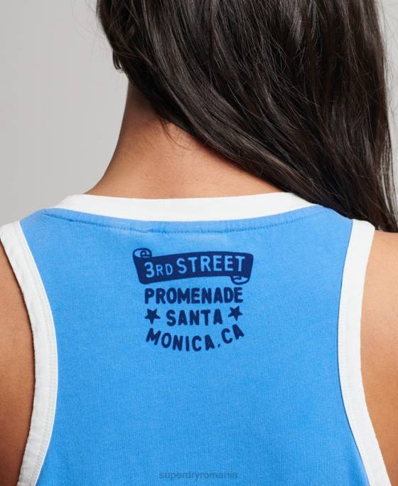 Superdry rulou vintage cu ea vestă îmbrăcăminte albastru femei JX0Z2174