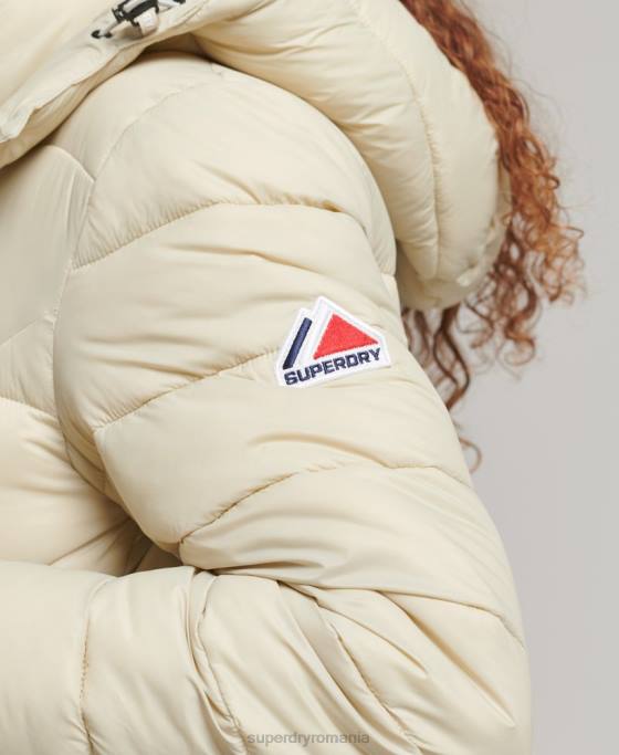 Superdry sacou decupat fuji cu glugă îmbrăcăminte bej femei JX0Z3804