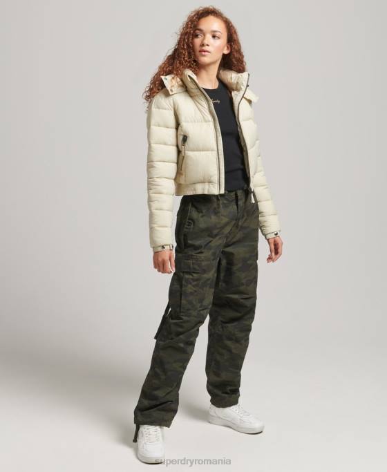 Superdry sacou decupat fuji cu glugă îmbrăcăminte bej femei JX0Z3804