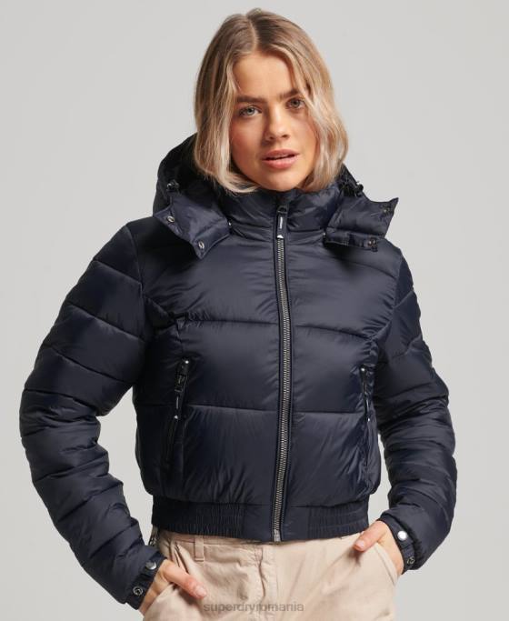 Superdry sacou decupat fuji cu glugă îmbrăcăminte marina femei JX0Z3803