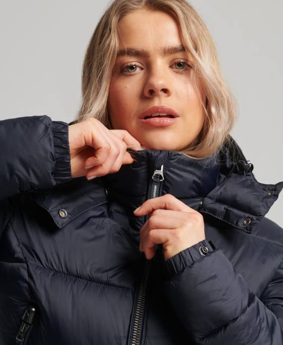 Superdry sacou decupat fuji cu glugă îmbrăcăminte marina femei JX0Z3803