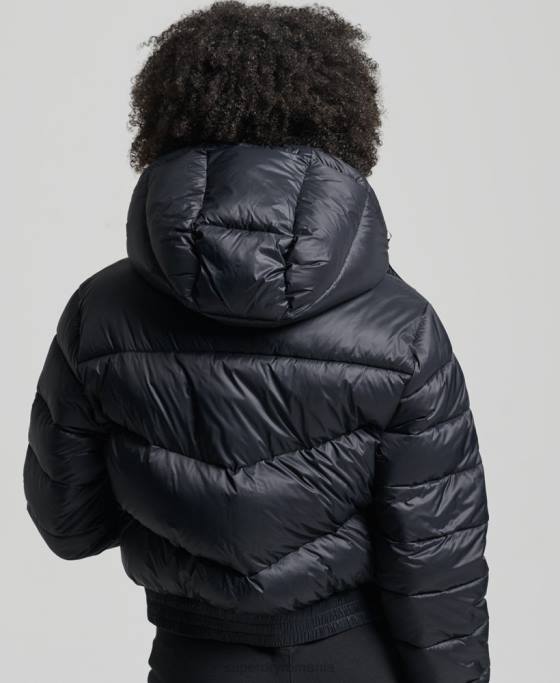 Superdry sacou decupat fuji cu glugă îmbrăcăminte negru femei JX0Z3826