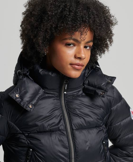 Superdry sacou decupat fuji cu glugă îmbrăcăminte negru femei JX0Z3826