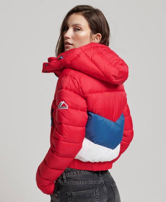 Superdry sacou decupat fuji cu glugă îmbrăcăminte roșu femei JX0Z5525