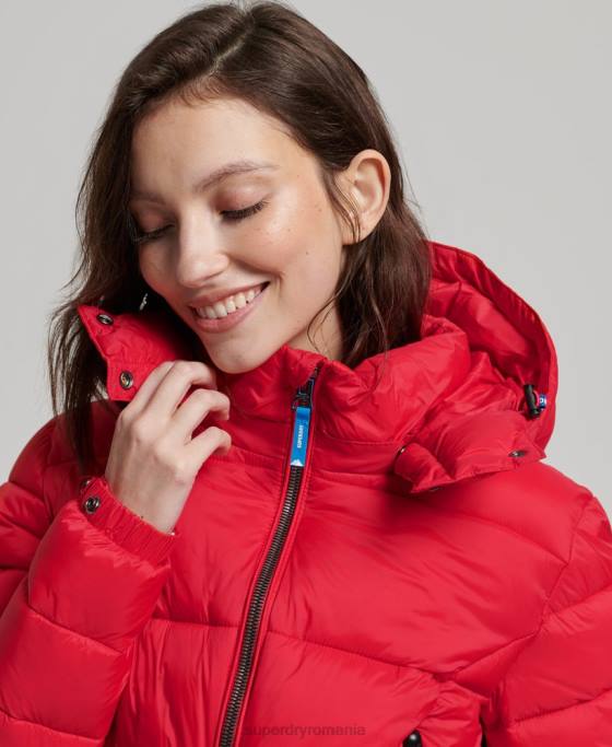 Superdry sacou decupat fuji cu glugă îmbrăcăminte roșu femei JX0Z5525