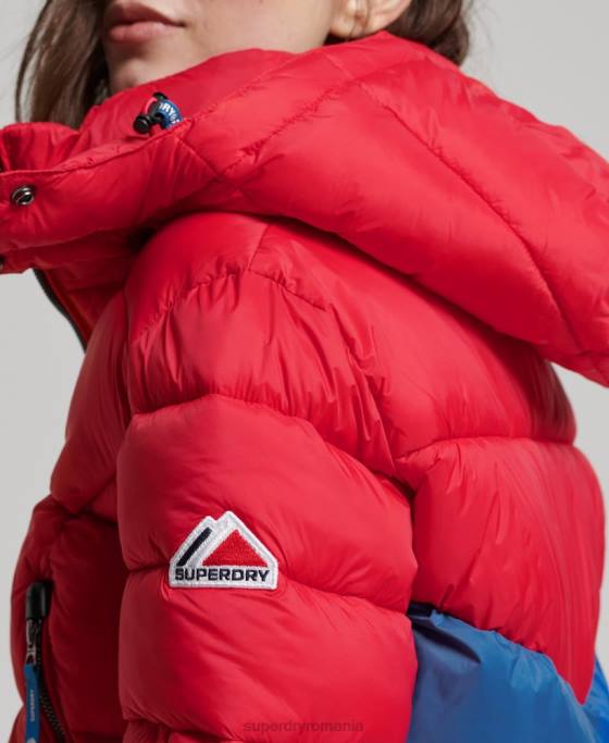 Superdry sacou decupat fuji cu glugă îmbrăcăminte roșu femei JX0Z5525