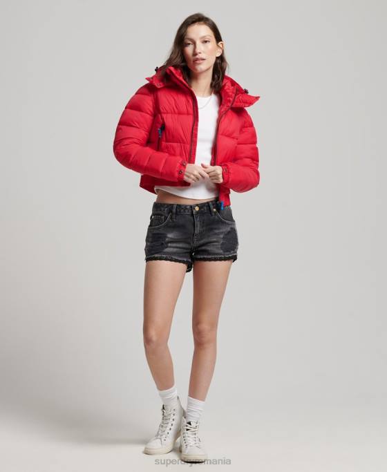 Superdry sacou decupat fuji cu glugă îmbrăcăminte roșu femei JX0Z5525
