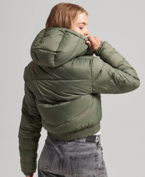 Superdry sacou decupat fuji cu glugă îmbrăcăminte verde femei JX0Z3731