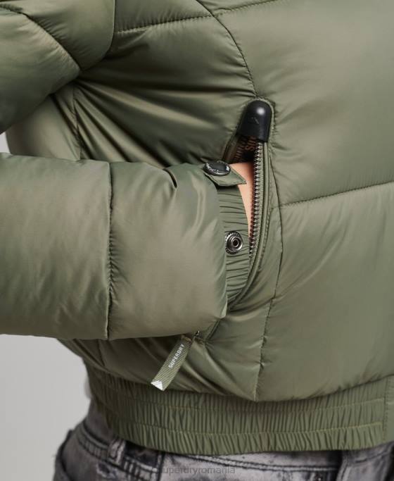 Superdry sacou decupat fuji cu glugă îmbrăcăminte verde femei JX0Z3731