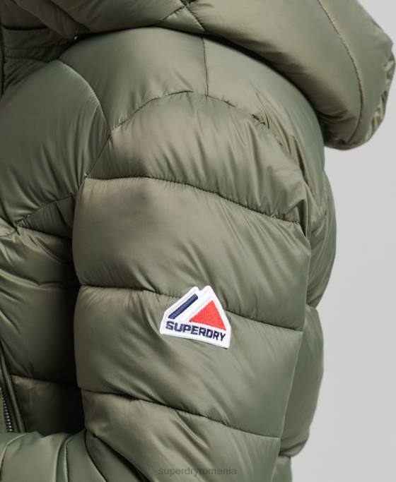 Superdry sacou decupat fuji cu glugă îmbrăcăminte verde femei JX0Z3731