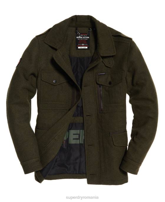 Superdry sacou tito din lana cu patru buzunare îmbrăcăminte verde bărbați JX0Z1203