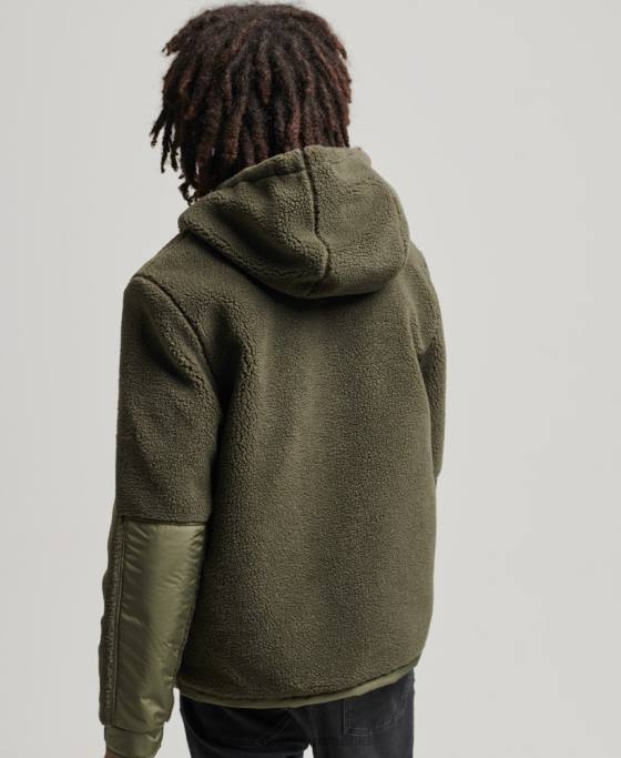 Superdry sacou xpd hybrid borg îmbrăcăminte kaki bărbați JX0Z5005