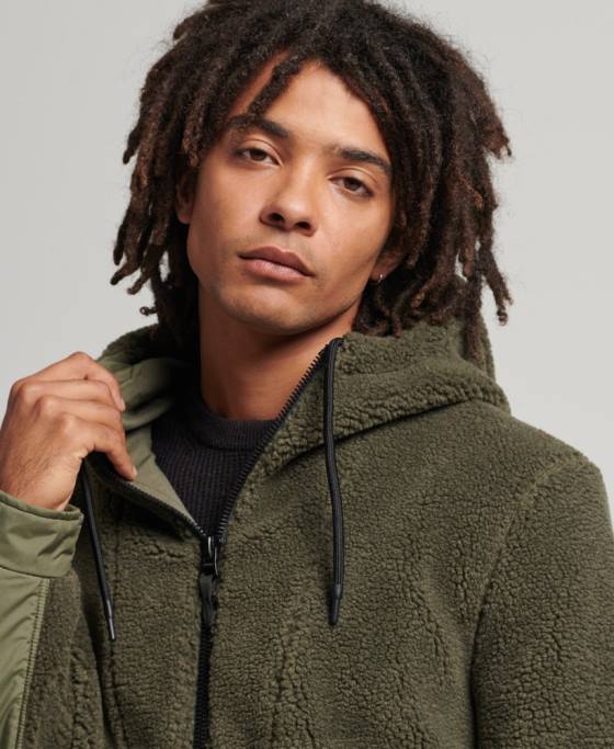 Superdry sacou xpd hybrid borg îmbrăcăminte kaki bărbați JX0Z5005