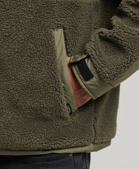 Superdry sacou xpd hybrid borg îmbrăcăminte kaki bărbați JX0Z5005