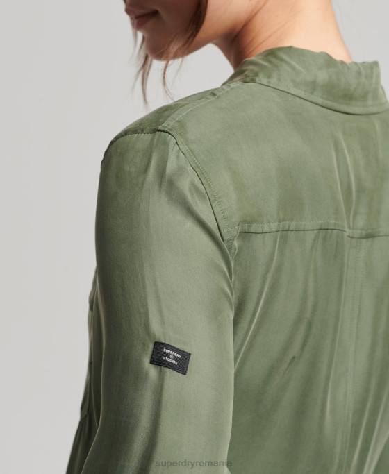 Superdry salopeta camasa cu maneca lunga cupro îmbrăcăminte verde femei JX0Z4104