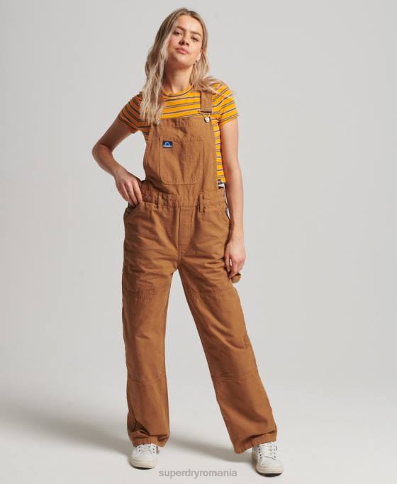Superdry salopete de dulgher de epocă îmbrăcăminte maro femei JX0Z4094