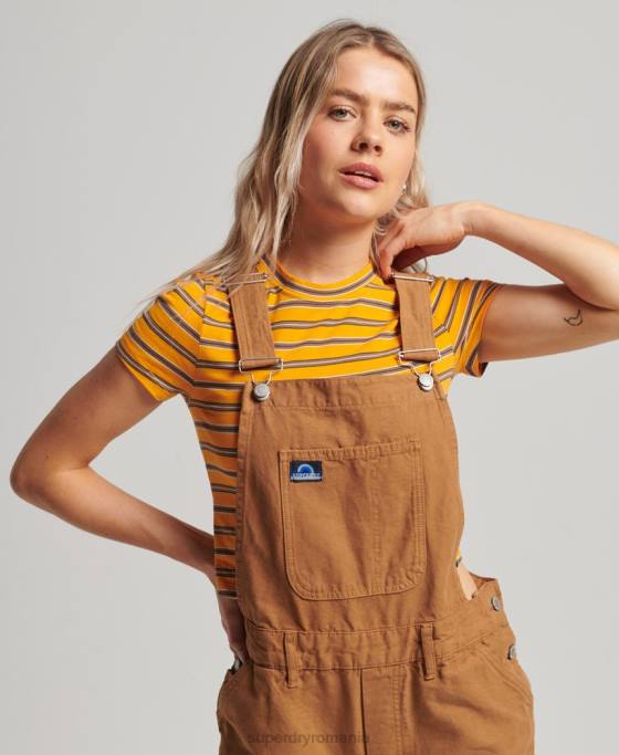 Superdry salopete de dulgher de epocă îmbrăcăminte maro femei JX0Z4094
