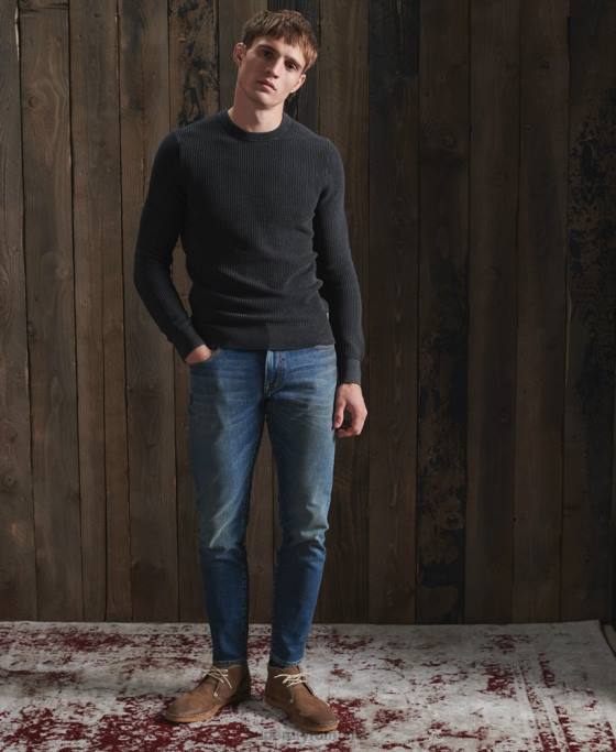 Superdry salopetă academy cu textură vopsită îmbrăcăminte negru bărbați JX0Z5336