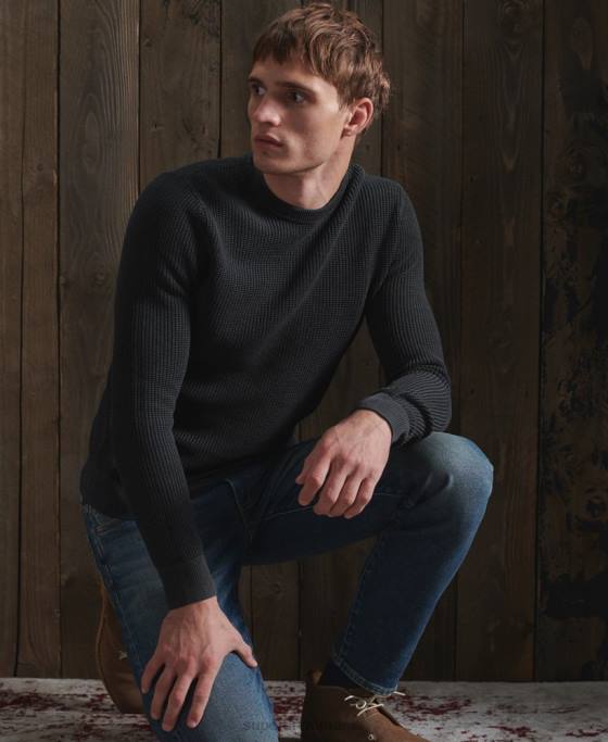 Superdry salopetă academy cu textură vopsită îmbrăcăminte negru bărbați JX0Z5336