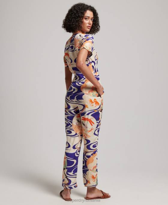 Superdry salopetă vintage țesătă îmbrăcăminte albastru femei JX0Z2169