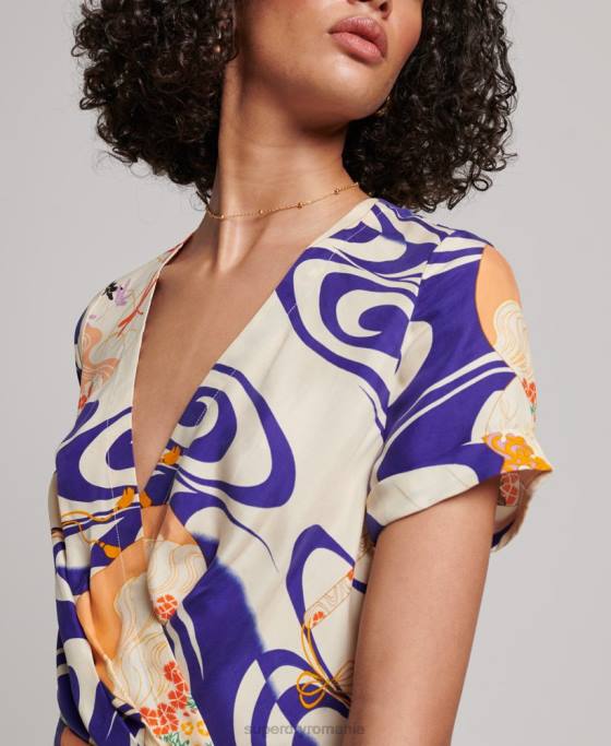 Superdry salopetă vintage țesătă îmbrăcăminte albastru femei JX0Z2169