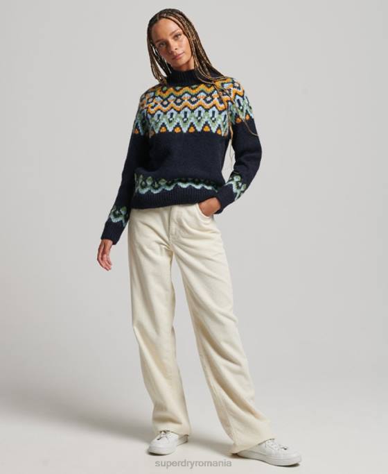 Superdry salopetă zbârcită îmbrăcăminte marina femei JX0Z4025