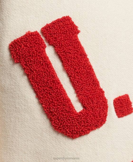 Superdry saritor de echipaj de varsity îmbrăcăminte cremă bărbați JX0Z1277