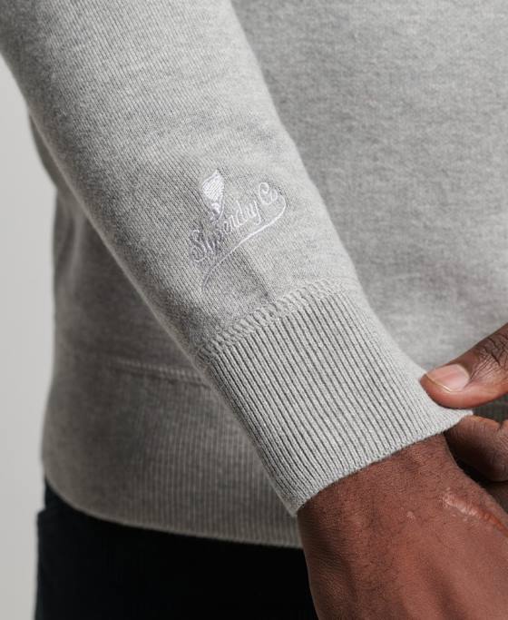 Superdry saritor de echipaj de varsity îmbrăcăminte gri bărbați JX0Z1248