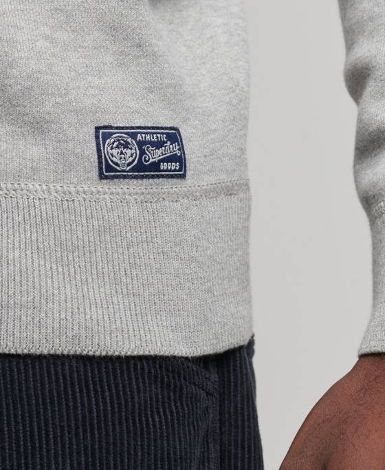 Superdry saritor de echipaj de varsity îmbrăcăminte gri bărbați JX0Z1248