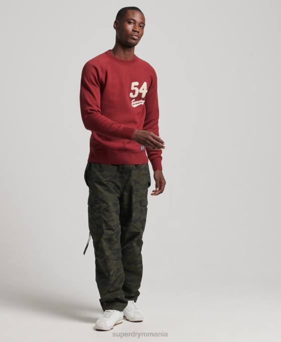 Superdry saritor de echipaj de varsity îmbrăcăminte roșu bărbați JX0Z1263