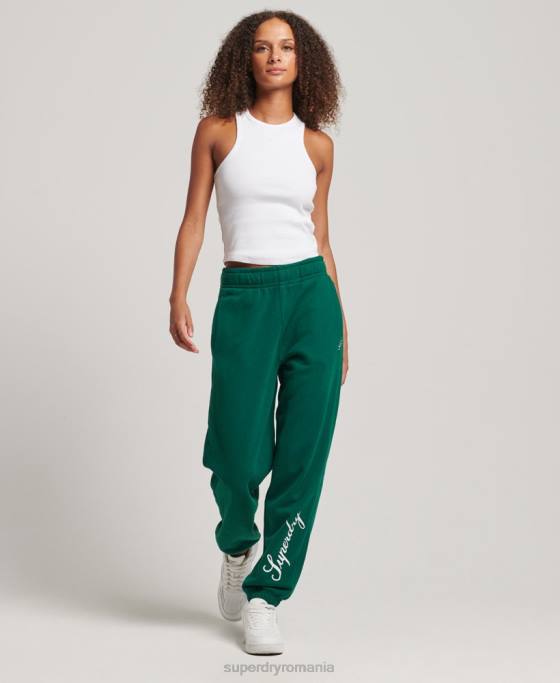 Superdry script grafic boyfriend joggeri îmbrăcăminte verde femei JX0Z6685