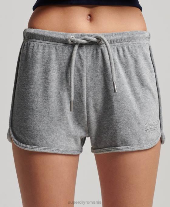 Superdry scurt de curse din velur cu logo vintage îmbrăcăminte gri femei JX0Z2148