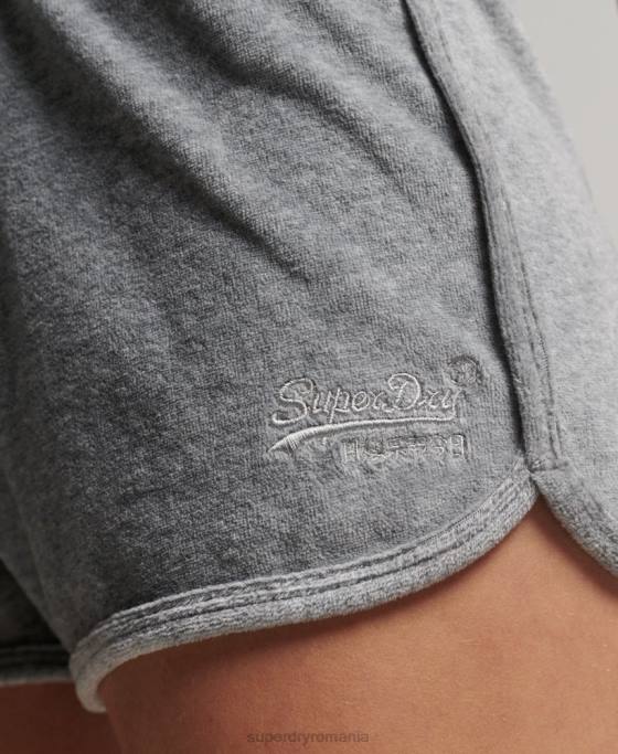 Superdry scurt de curse din velur cu logo vintage îmbrăcăminte gri femei JX0Z2148