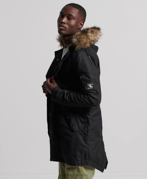 Superdry service parka cu garnituri din blană artificială îmbrăcăminte gri inchis bărbați JX0Z1171