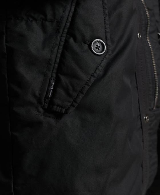 Superdry service parka cu garnituri din blană artificială îmbrăcăminte gri inchis bărbați JX0Z1171