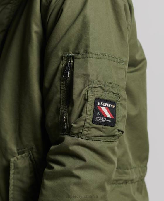 Superdry service parka cu garnituri din blană artificială îmbrăcăminte kaki bărbați JX0Z4493