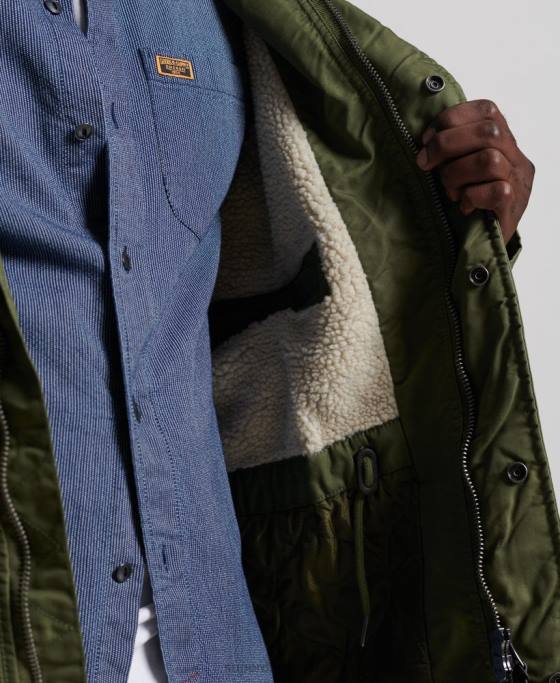 Superdry service parka cu garnituri din blană artificială îmbrăcăminte kaki bărbați JX0Z4493