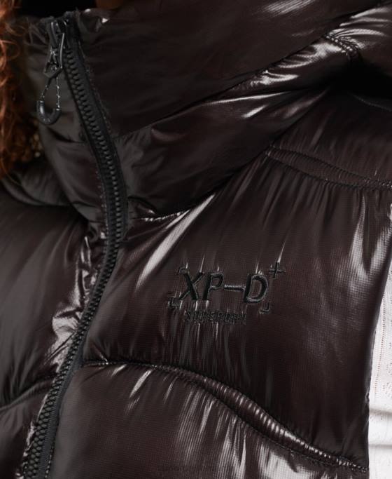 Superdry shine quilt gilet căptușit decupat îmbrăcăminte negru femei JX0Z5476
