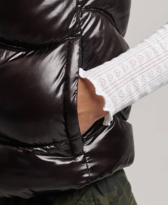 Superdry shine quilt gilet căptușit decupat îmbrăcăminte negru femei JX0Z5476