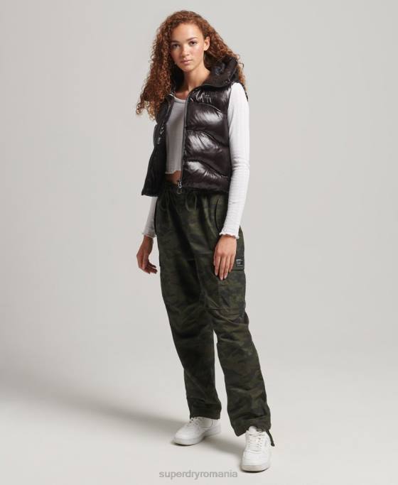 Superdry shine quilt gilet căptușit decupat îmbrăcăminte negru femei JX0Z5476