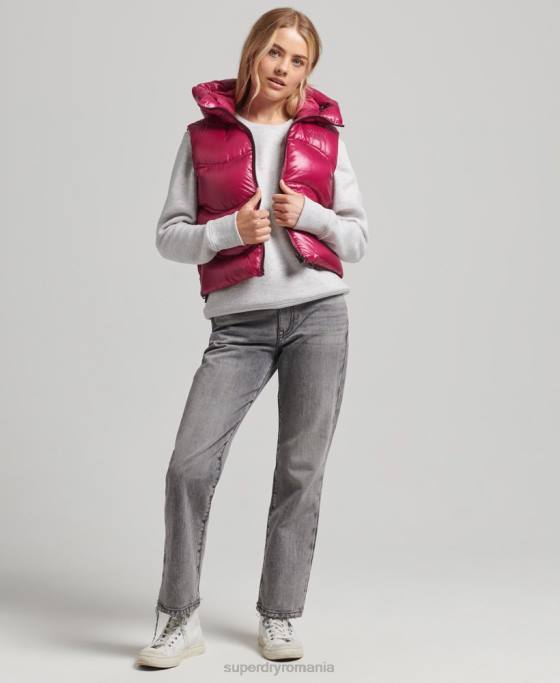 Superdry shine quilt gilet căptușit decupat îmbrăcăminte roz femei JX0Z5505